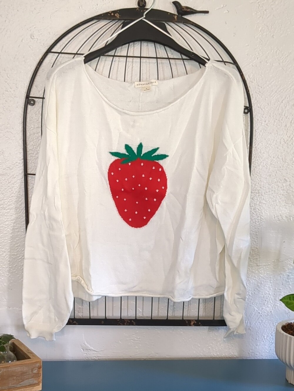 NWT Aeropostale Slash-Neck Strawberry Sweater. Women's Size XL